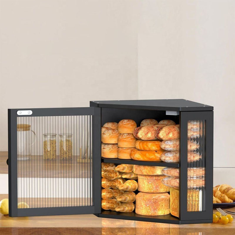 2 Layer Countertop Bamboo Bread Box - Image 6