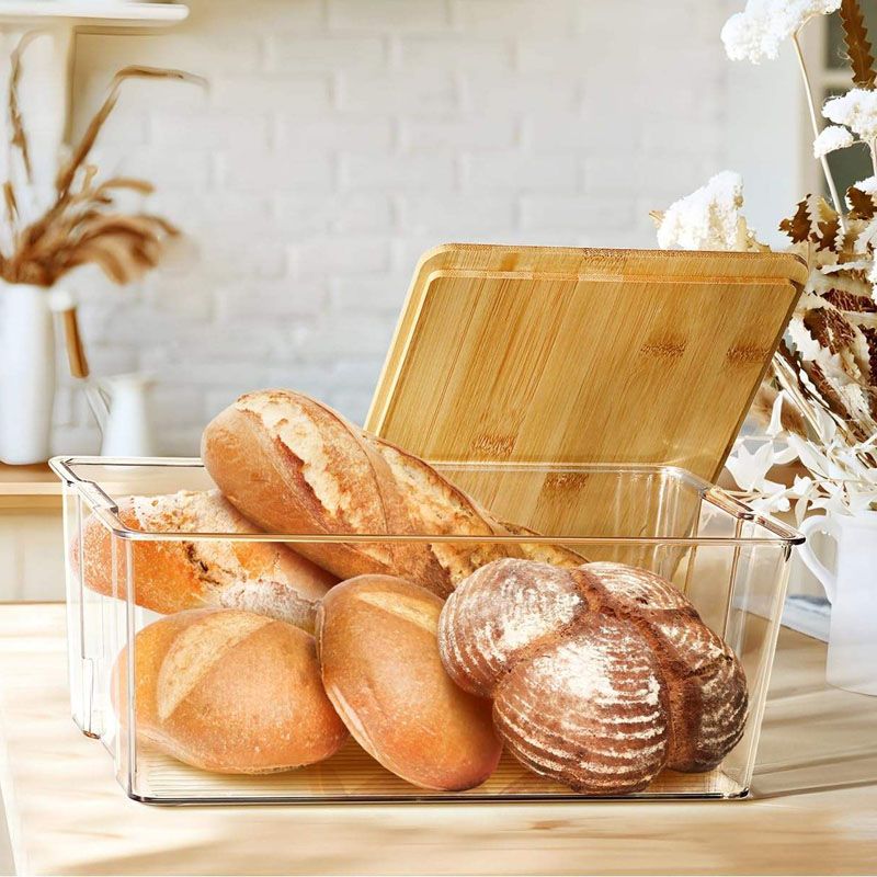 PCS Bamboo Lid Transparent Bread Box - Image 2