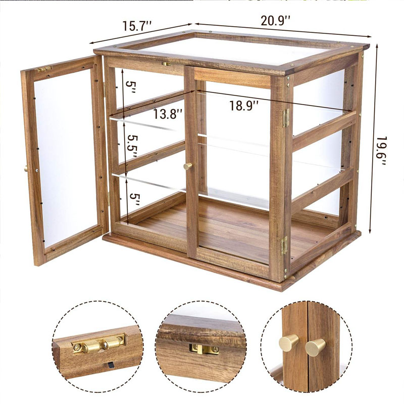 3 Layer Acacia Wood Transparent Acrylic Bread Box - Image 3