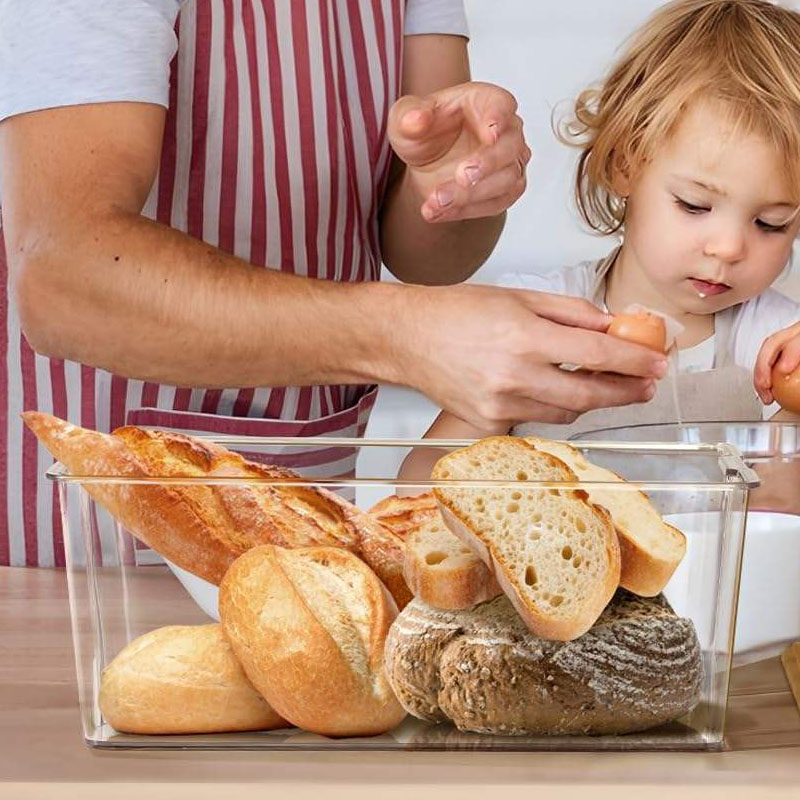 PCS Bamboo Lid Transparent Bread Box - Image 4