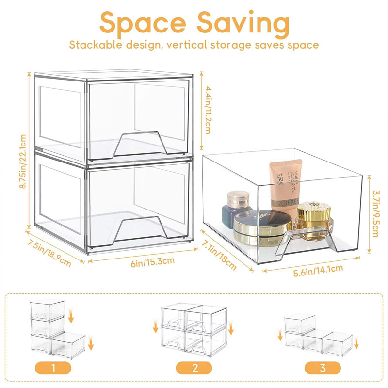 Stackable Makeup Organizer Storage Bins - Image 4