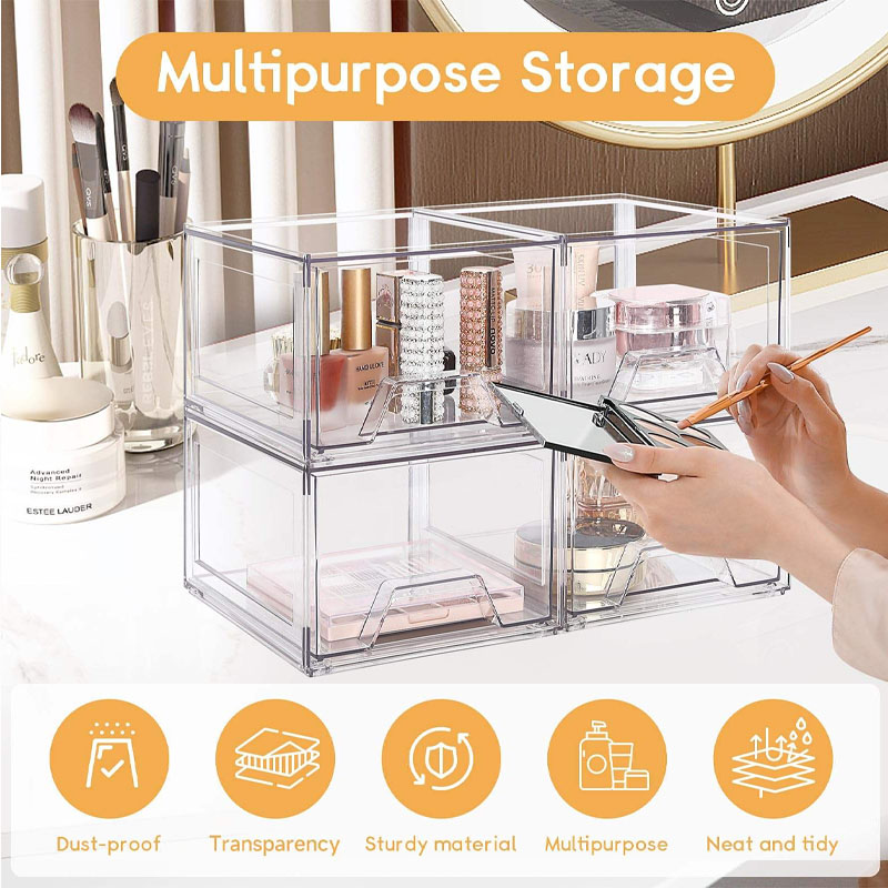 Stackable Makeup Organizer Storage Bins - Image 3