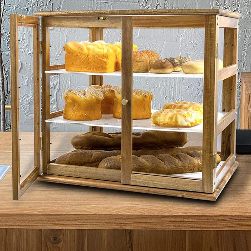 3 Layer Acacia Wood Transparent Acrylic Bread Box - Image 5